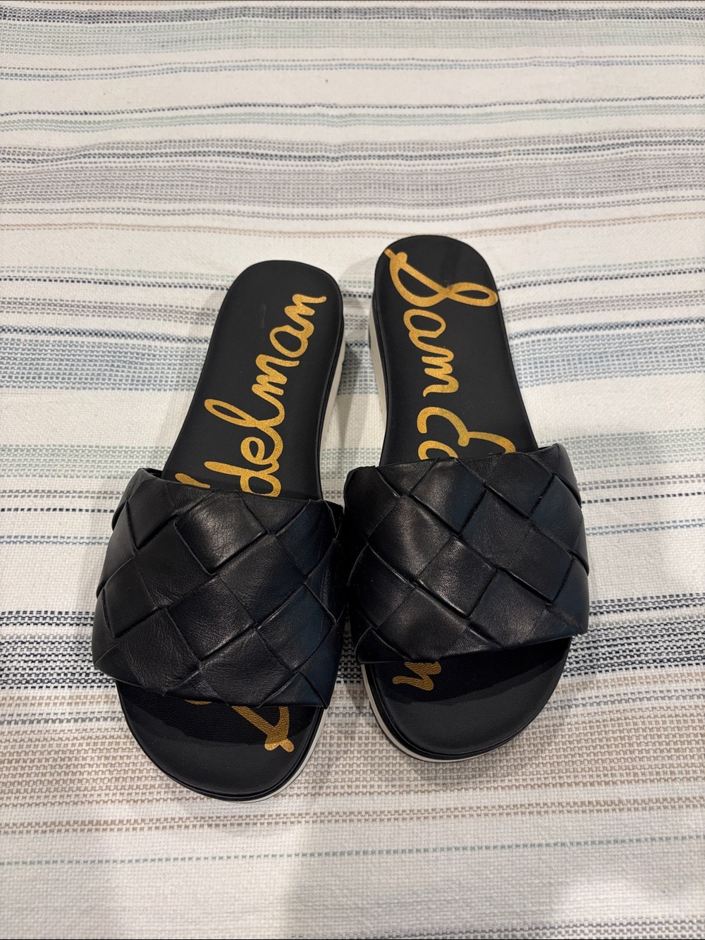 Sam Edelman Black Woven Slide Mules
